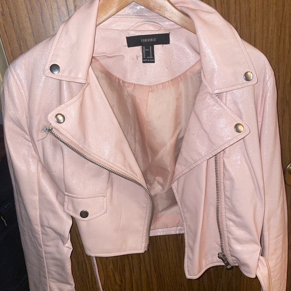F21 Pink Faux Leather  Jacket